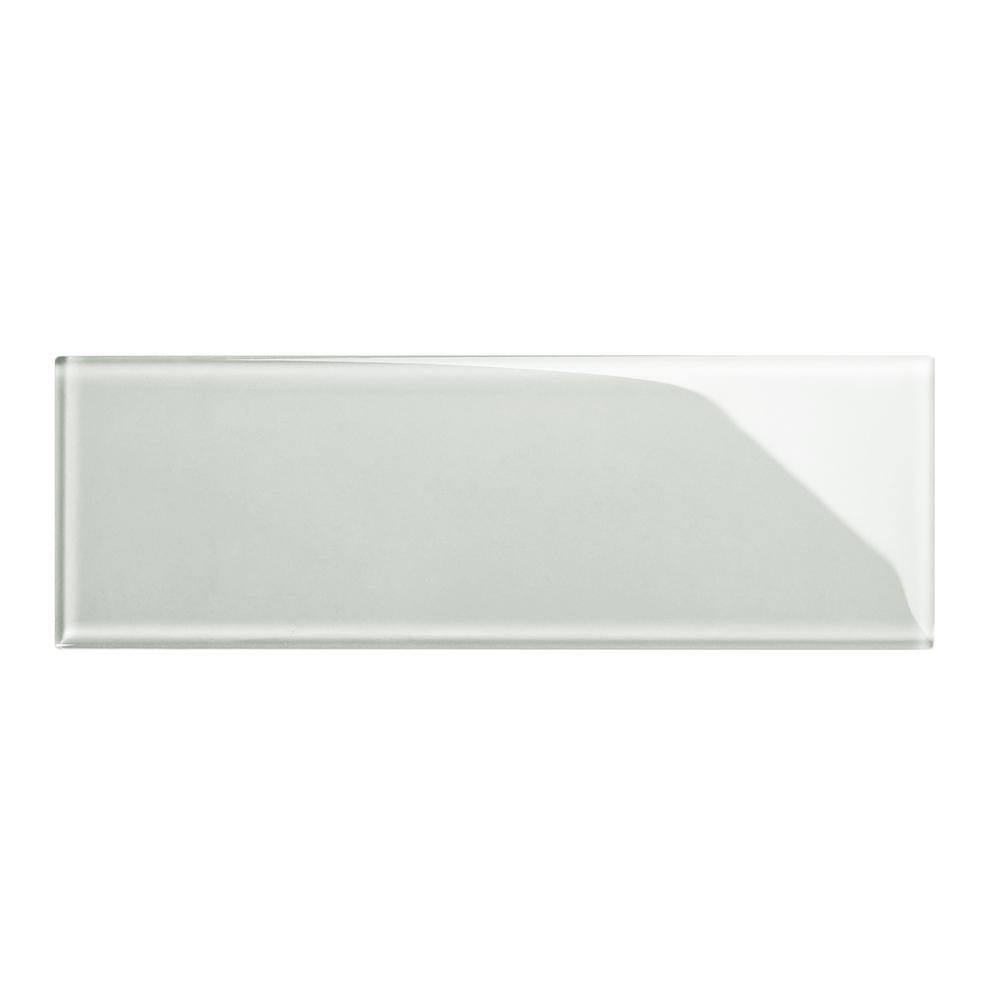 Giorbello Light Gray 4 in. x 12 in. x 8mm Glass Subway Tile Sample ...