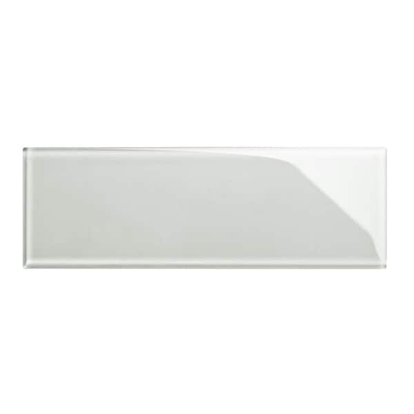 Giorbello Light Gray 4 In. X 12 In. X 8mm Glass Subway Tile Sample 