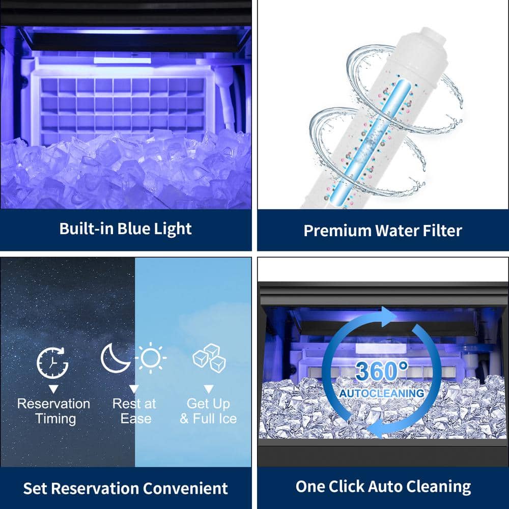 Stainless Steel Commercial Ice Maker with 20 lb Storage Bin