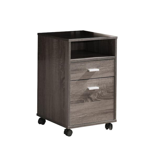 Benjara On Wheels Gray File Cabinet with One Shelf
