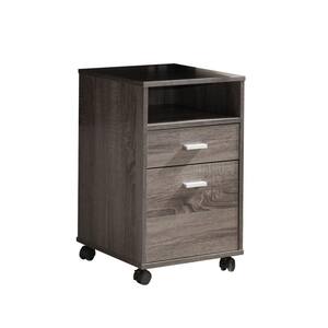 On Wheels Gray File Cabinet with One Shelf