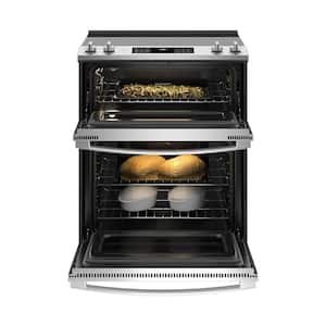 6.6 cu. ft. Slide-In Double Oven Electric Range with Steam Cleaning Oven in Stainless Steel