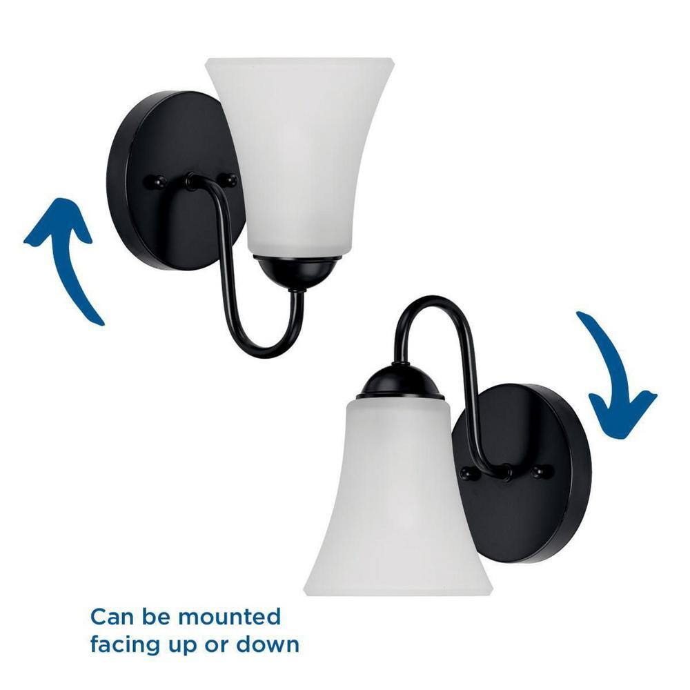 Matte Black Steel One-Light Bath Vanity Fixture