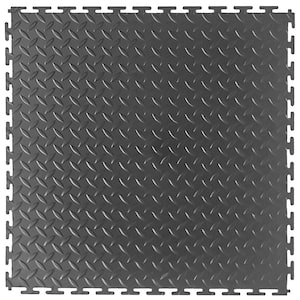 Diamond Plate 18 in. W x 18 in. L Gray Rubber Interlocking Modular Flooring