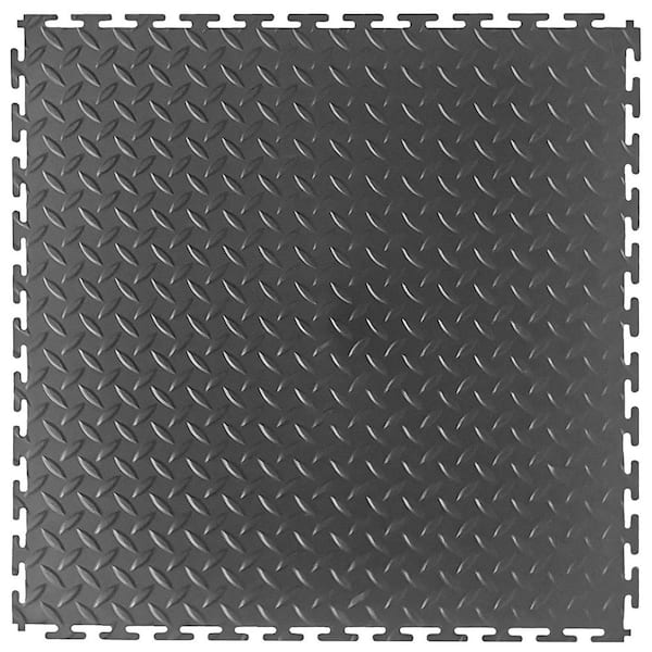 VersaTex Diamond Plate 18 in. W x 18 in. L Gray Rubber Interlocking Modular Flooring