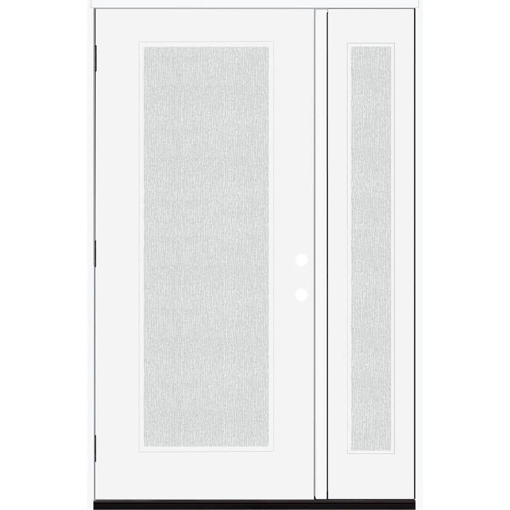 Legacy 51 in. x 80 in. Full Lite Rain Glass RHOS White Primed Fiberglass Prehung Front Door with 12 in. SL price history on PriceWatchPro