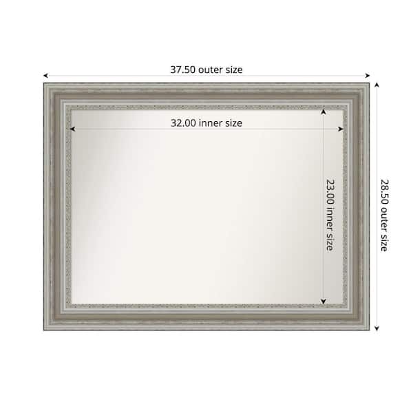 Amanti Art Parlor Silver 37.5 in. x 28.5 in. Custom Non-Beveled Recycled Polystyrene Framed Bathroom Vanity Wall Mirror