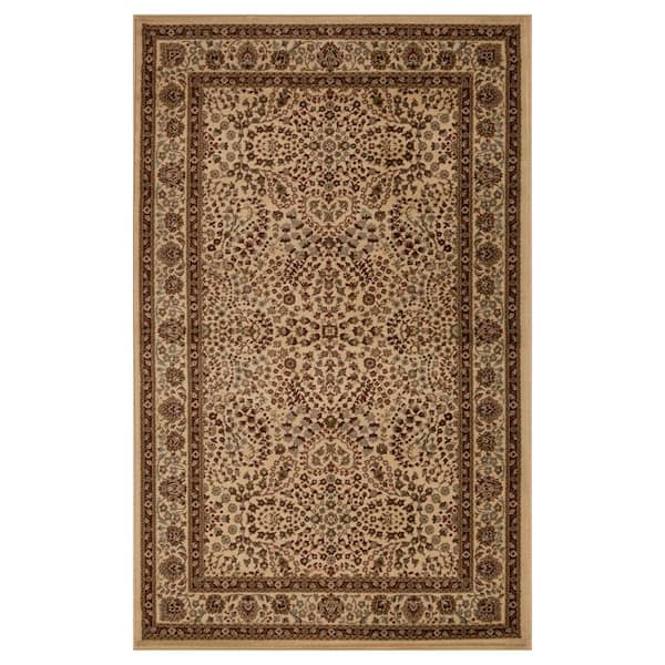 SUPERIOR Astral Taupe 7 ft. x 9 ft. Floral Scroll Area Rug