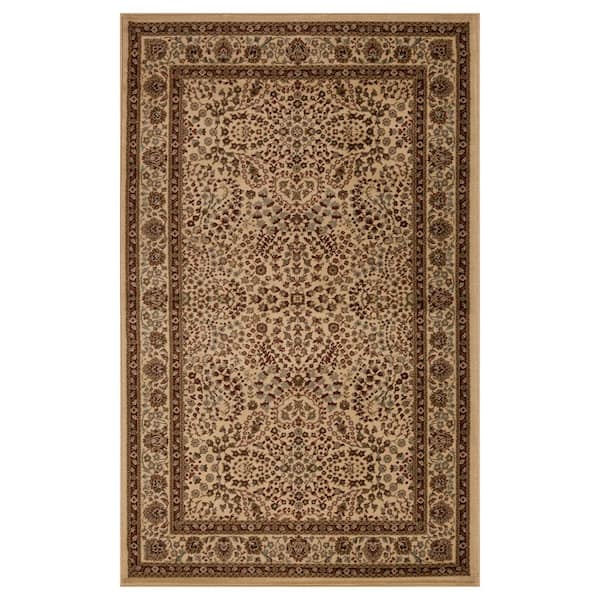 Astral Taupe 7 ft. x 9 ft. Floral Scroll Area Rug