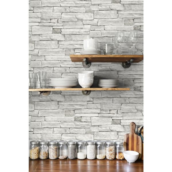 NextWall Faux Stacked Stone  in. x 18 ft. Peel and Stick Wallpaper  NW40200 - The Home Depot