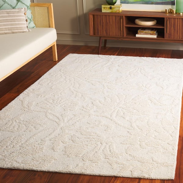 Jardin 3 ft. x 5 ft. Ivory Solid Floral Area Rug