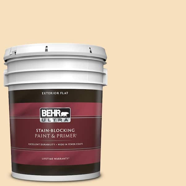 BEHR ULTRA 5 gal. #310E-2 Stable Hay Flat Exterior Paint & Primer