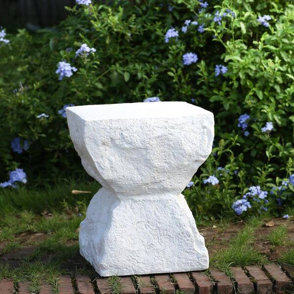 Modernist White Cube MGO Side Table for All-Weather Outdoor and