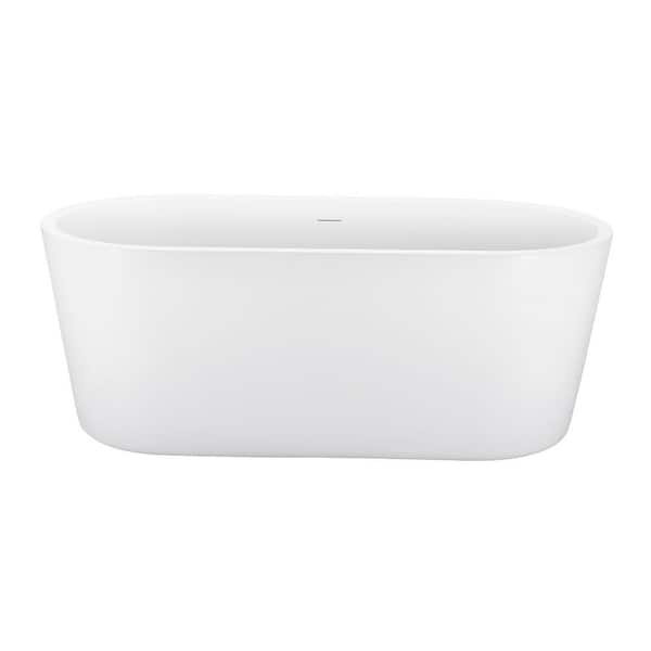 JimsMaison 66 in. x 30 in. Acrylic Soaking Bathtub with Center Drain in White