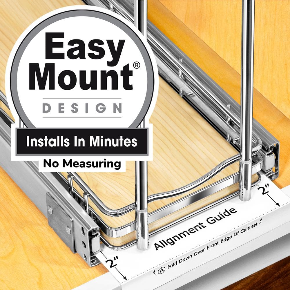 Narrow 3-Tier Wood and Chrome Pull-Out Spice Rack