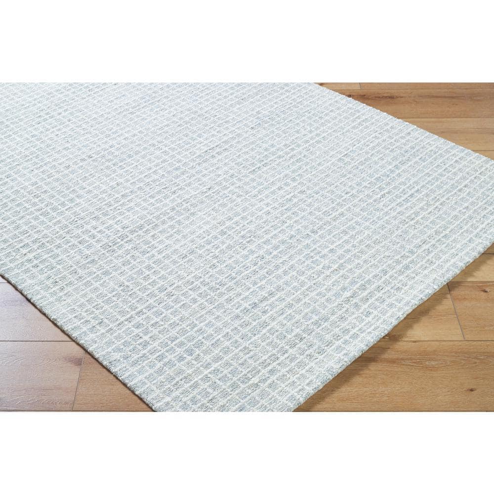 Pale Blue Wool Hand-Tufted Rectangular 10' x 14' Area Rug