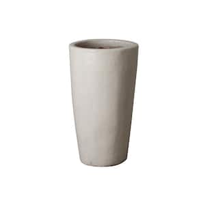 22.5 in. Tall Round Distressed White Ceramic Planter
