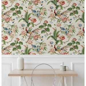 Passerine Pavilion Gardenia Floral Vinyl Peel and Stick Wallpaper Roll (Covers 30.75 sq. ft.)