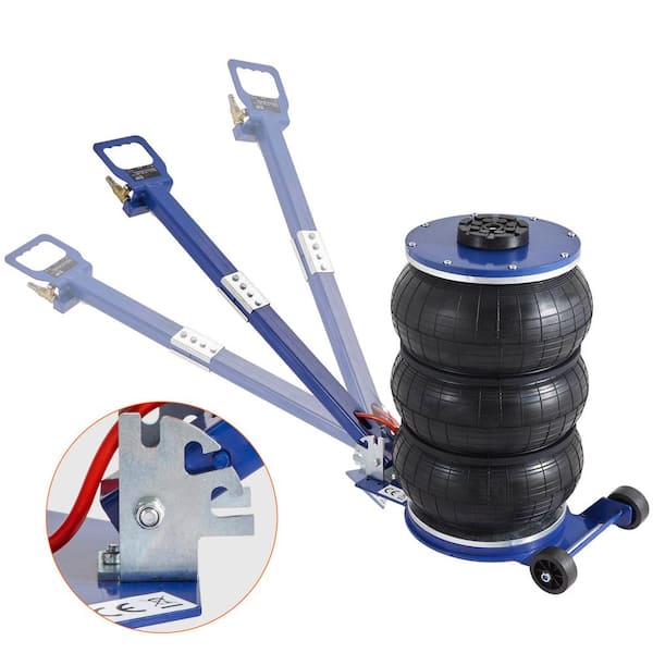 5 Ton/11000 lbs. Pneumatic Air Jack, Triple Bag, 18.5 in. Lift, Quick 3-5 Sec, 6-Steel Pipes, Adjustable Handle