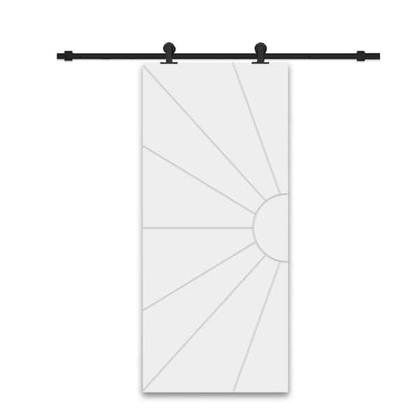 CALHOME 30 in. x 96 in. White Painted Composite MDF Paneled Interior Sliding Barn Door with Hardware Kit