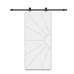 36 in. x 96 in. White Stained Composite MDF Paneled Interior Sliding Barn Door with Hardware Kit