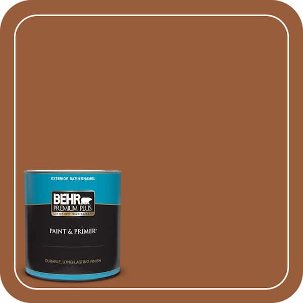 BEHR PREMIUM PLUS 1 qt. #240D-7 Chestnut Stallion Satin Enamel Exterior Paint & Primer