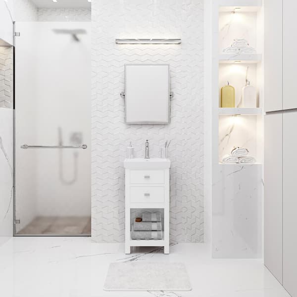 Water Creation VERA 18 in. W Bath Vanity in Pure White Finish with Ceramics Integrated Vanity Top with White Basin