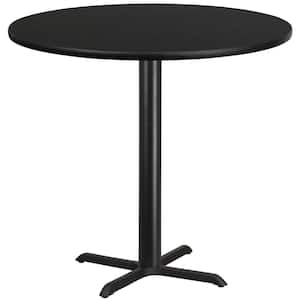 42 in. Round Black Laminate Table Top with 33 in. x 33 in. Bar Height Table Base