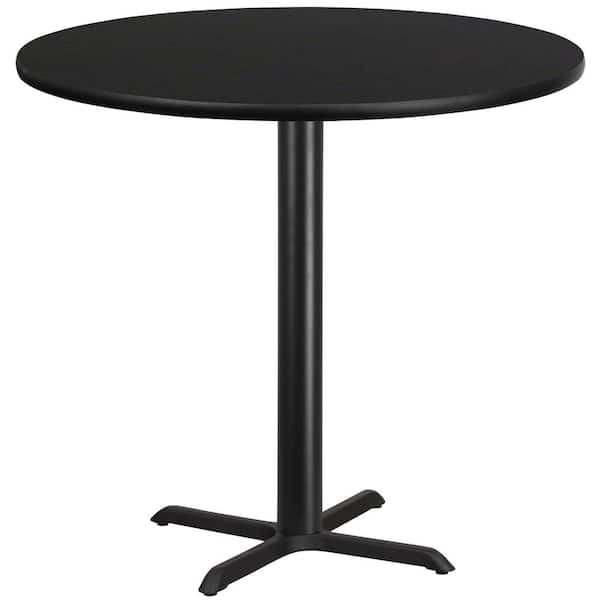 Flash Furniture 42 in. Round Black Laminate Table Top with 33 in. x 33 in. Bar Height Table Base