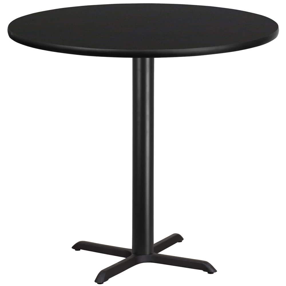 42'' Round Black Laminate Bar Height Table with X-Base