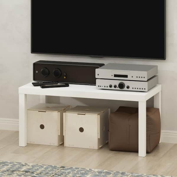 Simplistic Modern White TV Stand Entertainment Center Fits TV's up to 43 in.
