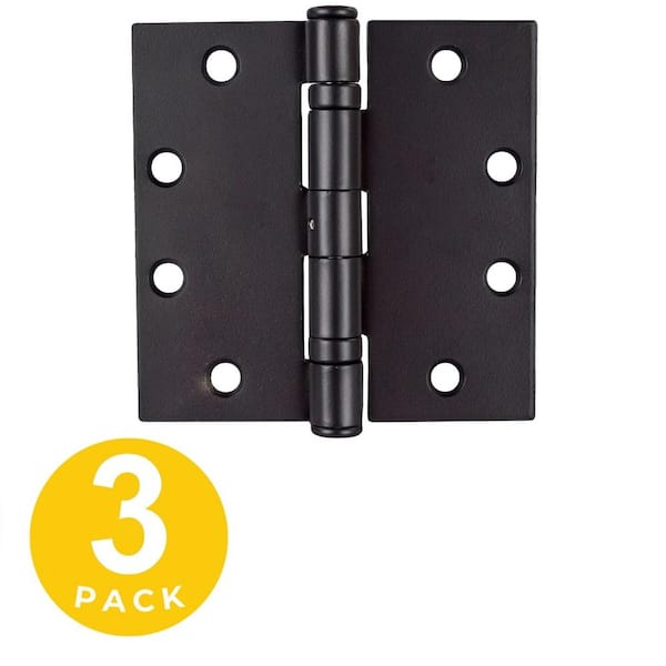 Global Door Controls 4.5 in. x 4.5 in. Oil Rubbed Bronze Full Mortise Squared Ball Bearing Hinge with Non-Removable Pin - Set of 3