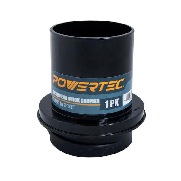 POWERTEC 2-1/4 in. x 2-1/2 in. Screw End Quick Coupler - Left-Hand Threaded Adapter for Dust Collection Systems