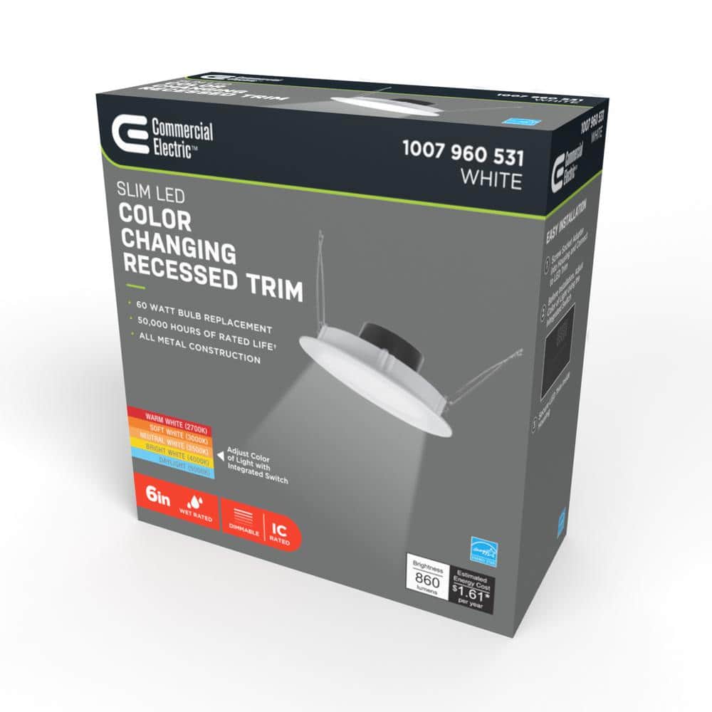 White 6-inch Ultra Slim Integrated LED Recessed Light