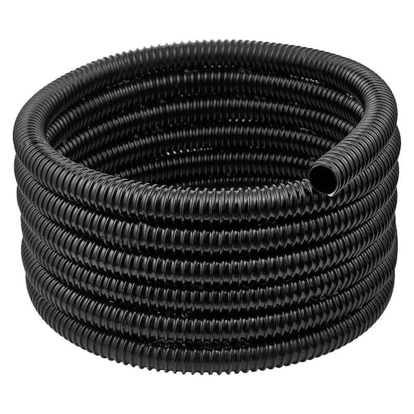 21 ft. Corrugated Pond Tubing, Flexible PVC Hose, Plastic Corrugated Water Tubing for Pond, Black Drain Pipe(1 pcs)