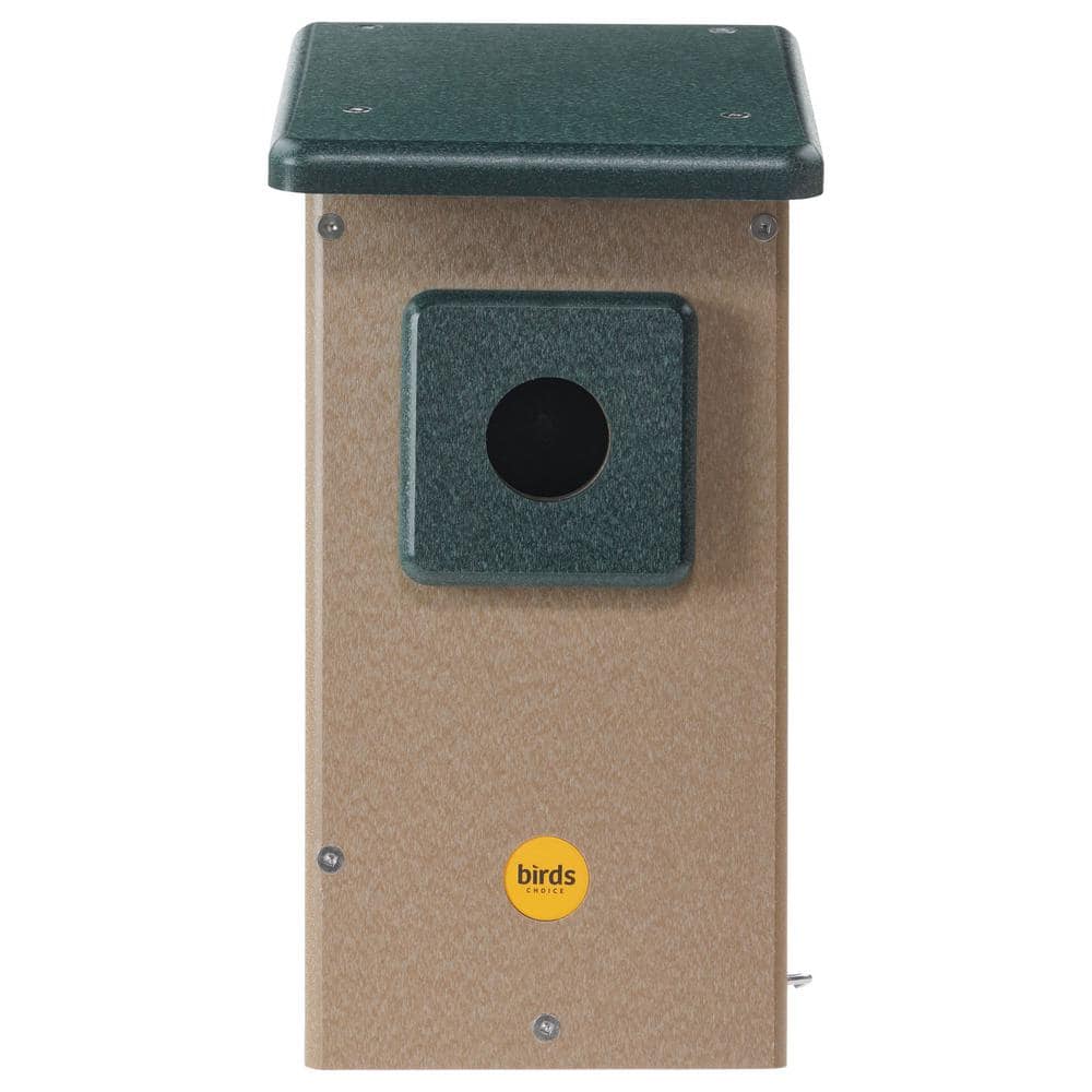 Taupe and Green Recycled Plastic Bluebird House with 1.5" Entrance