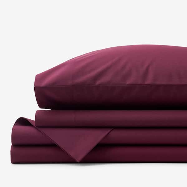 The Company Store Company Cotton 4-Piece Merlot Cotton Percale King Sheet Set