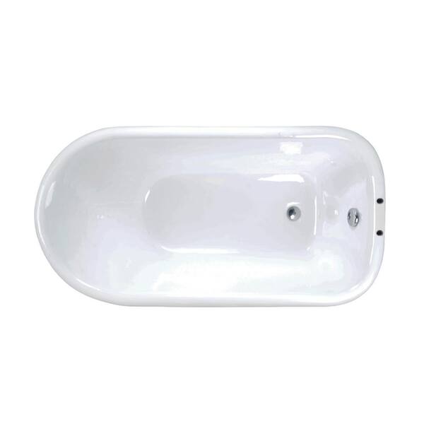Aristo 55 in. Cast Iron Roll Top Clawfoot Non-Whirlpool Bathtub in White with 7 in. Faucet Holes and CP Feet Aristo 55 in. Cast Iron Roll Top Clawfoot Non-Whirlpool Bathtub in White with 7 in. Faucet Holes and CP Feet
