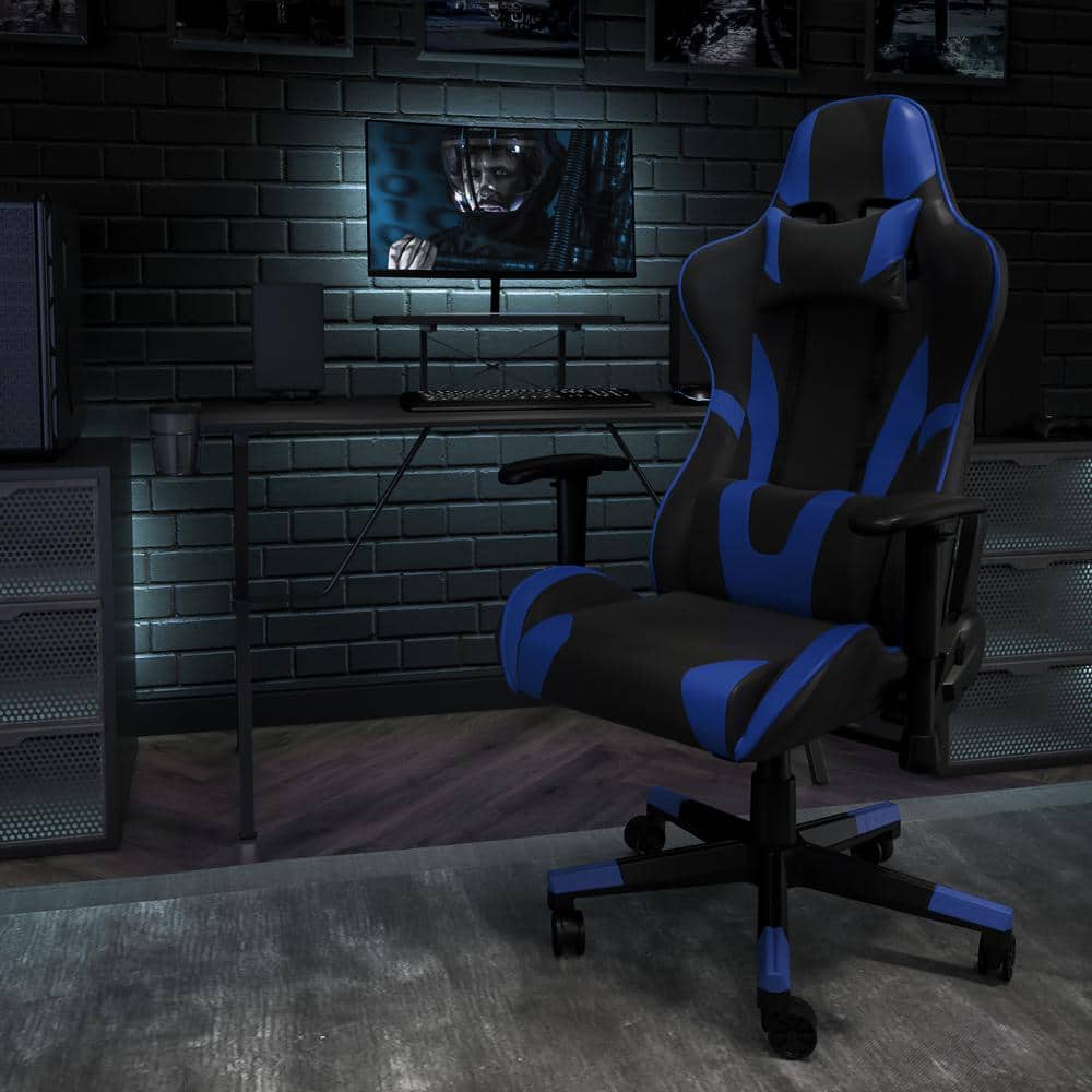 X20 Faux Leather Swivel Ergonomic Gaming Chair in Blue with Adjustable Arms