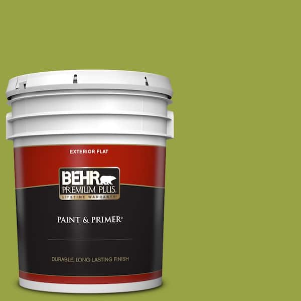 BEHR PREMIUM PLUS 5 gal. #P360-6 Fresh Apple Flat Exterior Paint & Primer