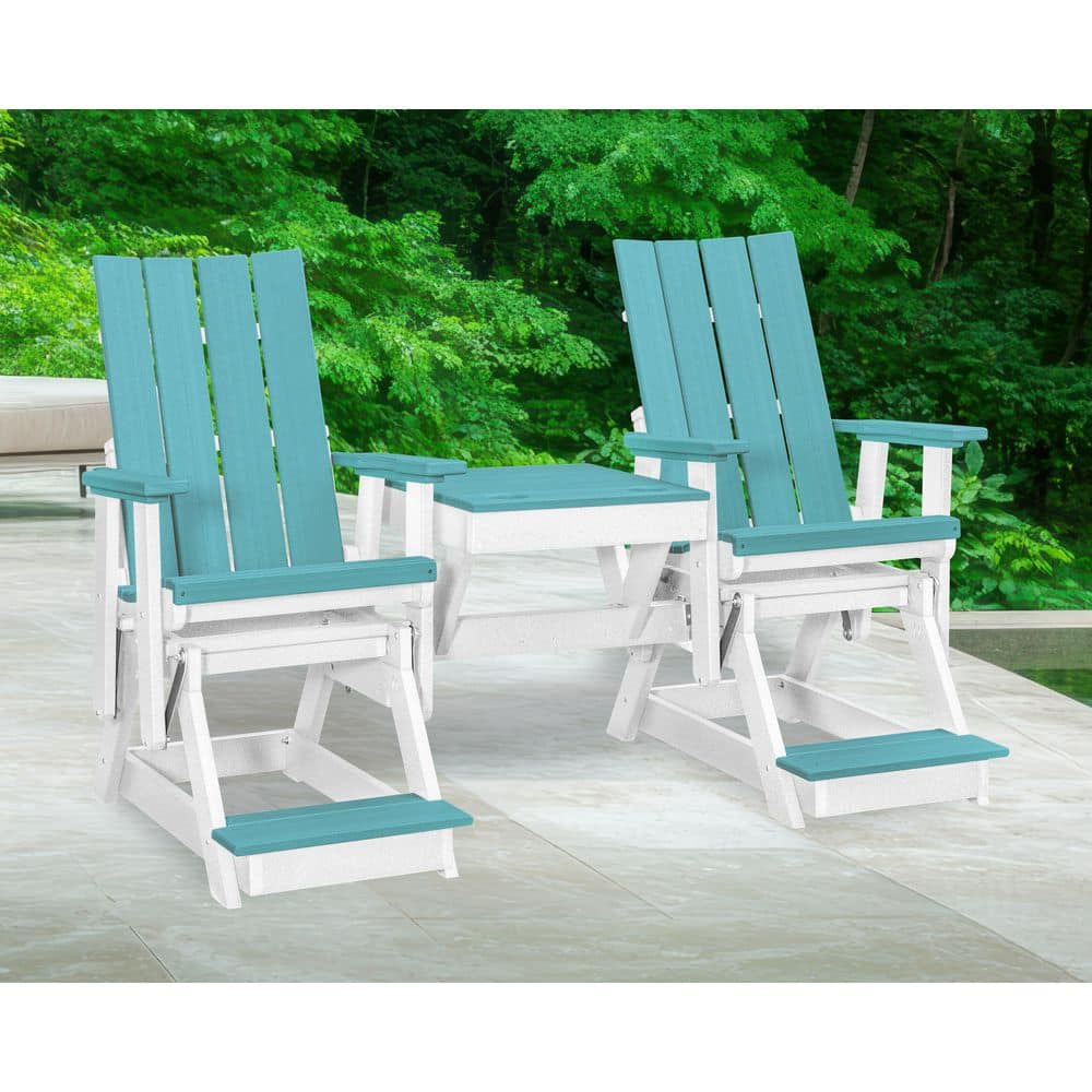 Brandon Series 76 in. 2 Person White High Density Polyethylene Plastic Outdoor Balcony Height Double Glider with Table price history on PriceWatchPro