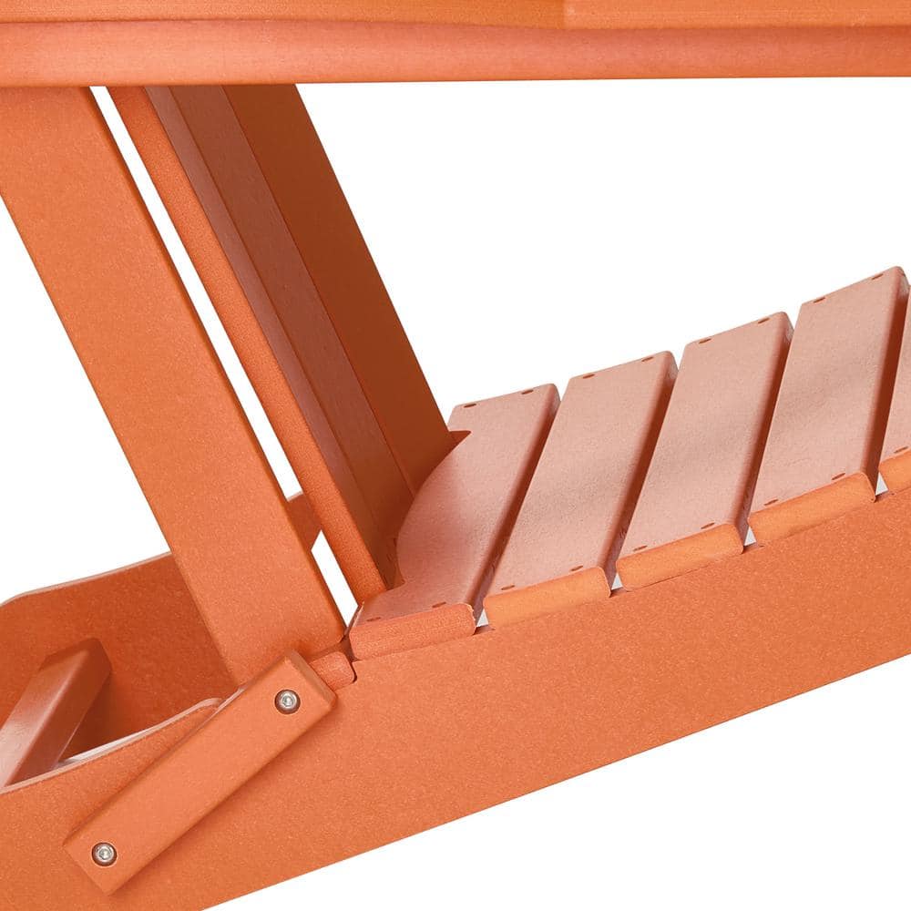 Orange HDPE Folding Adirondack Chairs Set of 2
