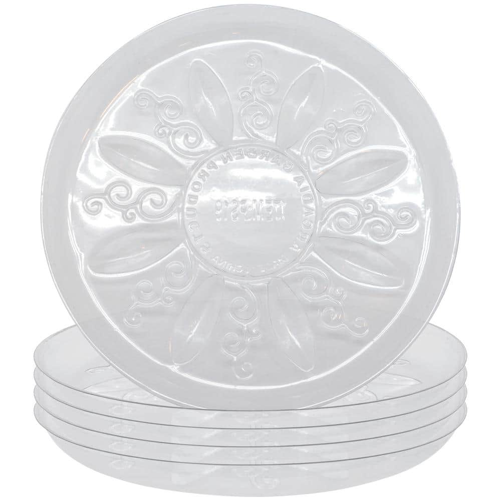 Heavy-Duty 12 in. Dia. Clear Plastic Saucer (5-Pack)