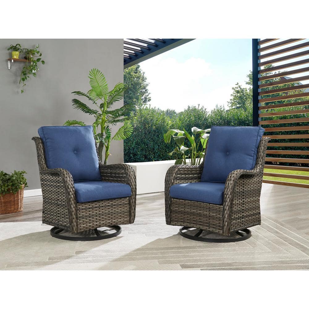 Gymojoy Carolina Gray Wicker Outdoor Rocking Chair with CushionGuard ...