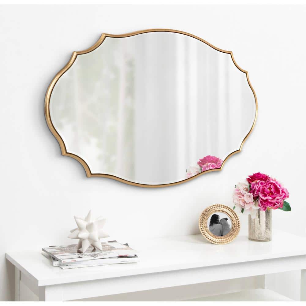 Gold Scalloped Oval Full Length Wood Wall Mirror