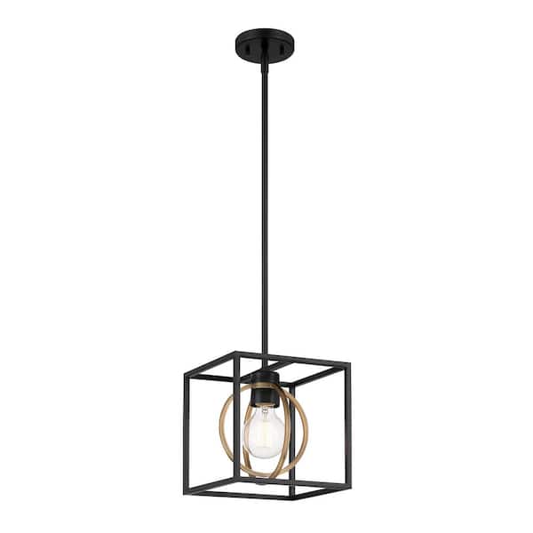 Designers Fountain Kew Gardens 60-Watt 1-Light Matte Black Modern Pendant Light with Open Cage Design and No Bulbs Included