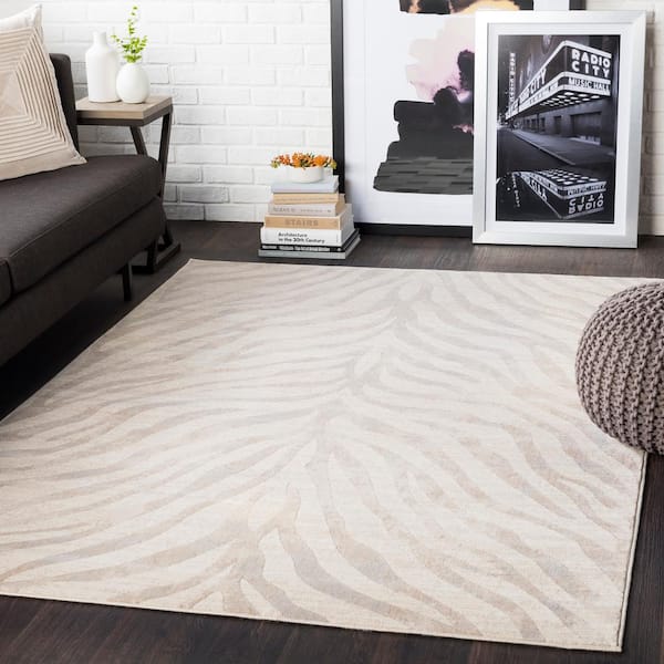 Astvin Khaki 3 ft. 11 in. x 5 ft. 7 in. Animal Print Area Rug