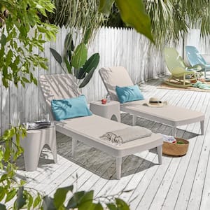 Tahiti Taupe 4-Piece Resin Outdoor Chaise Lounge and Table Set