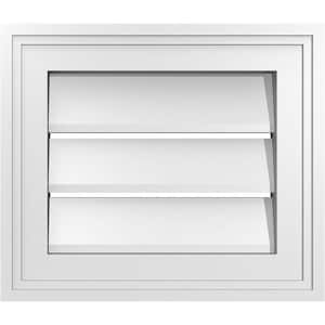 14 in. x 12 in. Vertical Surface Mount PVC Gable Vent: Functional with Brickmould Frame