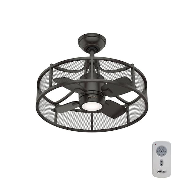 Hunter Seattle 21 in. Integrated LED Indoor Noble Bronze Ceiling Fan with Light Kit and Wall Control